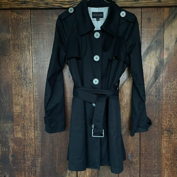 Banana Republic Jackets & Blazers - BANANA REPUBLIC Black Trench Coat